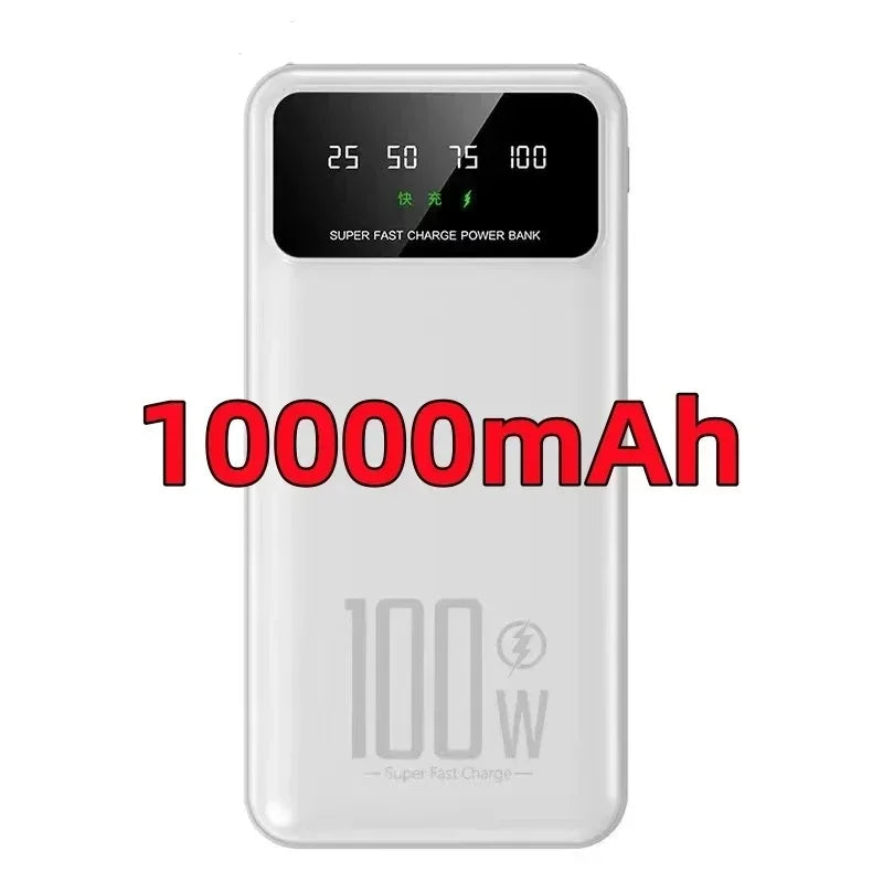 50000mAh Portable High Capacity 100W Quick Charging Power Bank External Battery Pack Mobile Power For iPhone Huawei Samsung