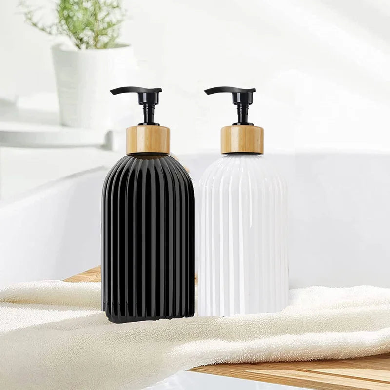 1/2 PCS 500ml Soap Dispenser with Bamboo Pump Refillable Shampoo Empty Bottle Kitchen Bathroom Hands Body Wash Lotion Container