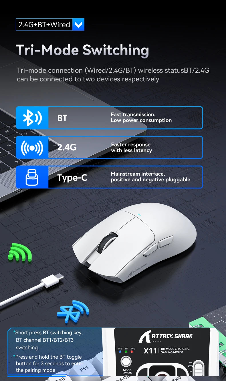 Attack Shark X11 - Wireless Mouse RGB Magnetic Charging