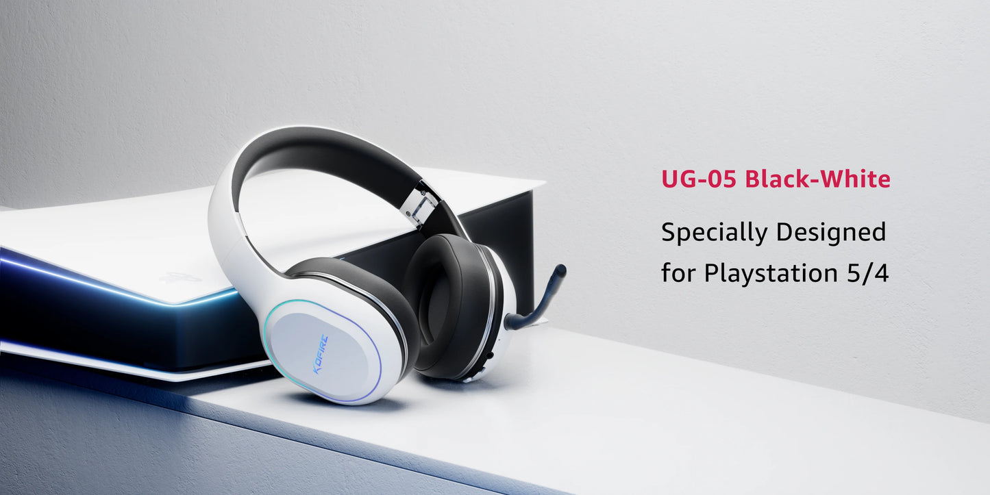 KOFIRE UG-05 2.4GHz / Wireless Bluetooth Gaming Headset for PC, Dynamic EQ Ultra-Low Latency, 30H Playtime with Microphone