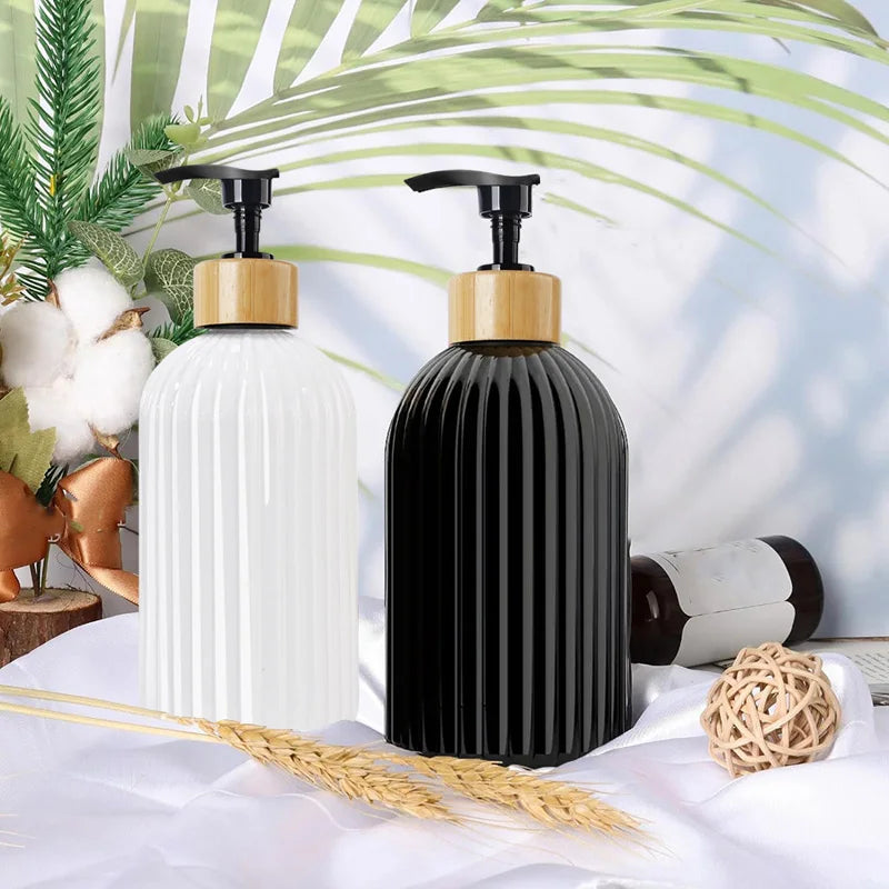 1/2 PCS 500ml Soap Dispenser with Bamboo Pump Refillable Shampoo Empty Bottle Kitchen Bathroom Hands Body Wash Lotion Container