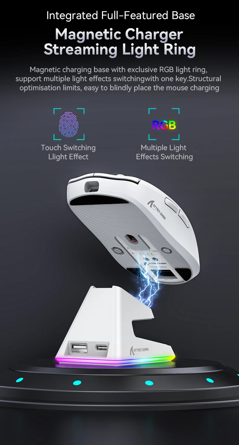 Attack Shark X6 - Tri-Mode Connection RGB Touch Magnetic Charging Base