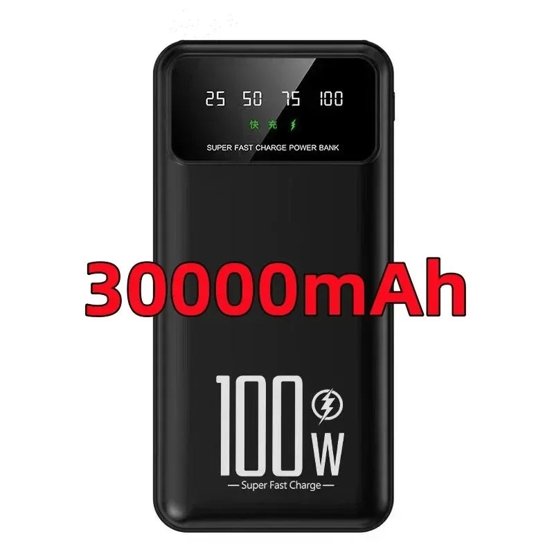 50000mAh Portable High Capacity 100W Quick Charging Power Bank External Battery Pack Mobile Power For iPhone Huawei Samsung