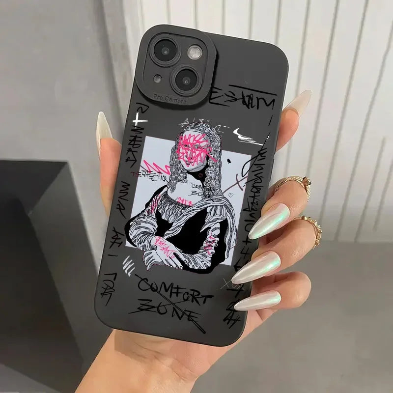 Graffiti Great Art Aesthetic David Mona Lisa Soft - Phone Case For Apple iPhone (14-16)