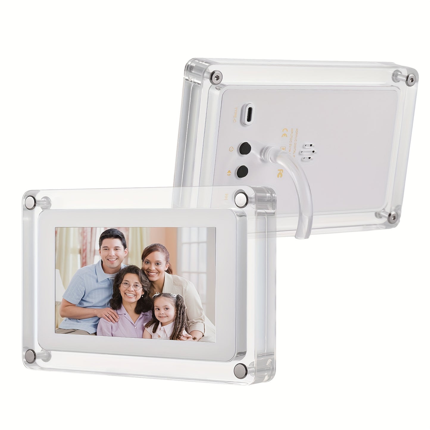 5-inch acrylic digital photo frame Can play pictures, music and videos Support automatic picture rotation function Comes with 8GB memory