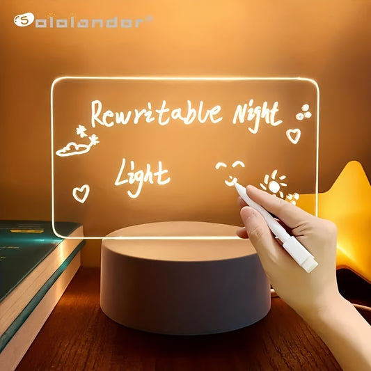 USB-Powered LED Message Board Night Light with Stylus - Creative Warm White Base for Room or Living Room Decor