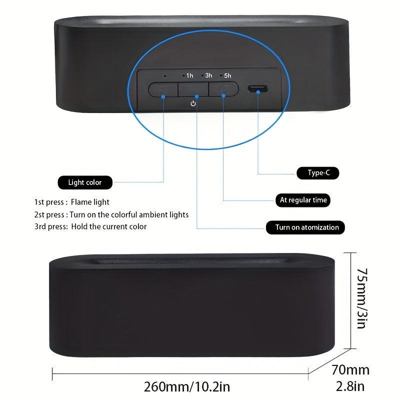 Pc Simulation Flame Aromatherapy Lamp 150ml USB Power Supply RGB Light Timer Humidifier For Bedroom Office Air Purification Decorations